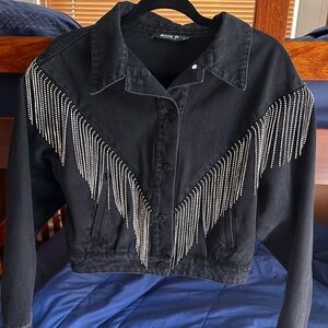 Western Rhinestone Jean Jacket- Medium